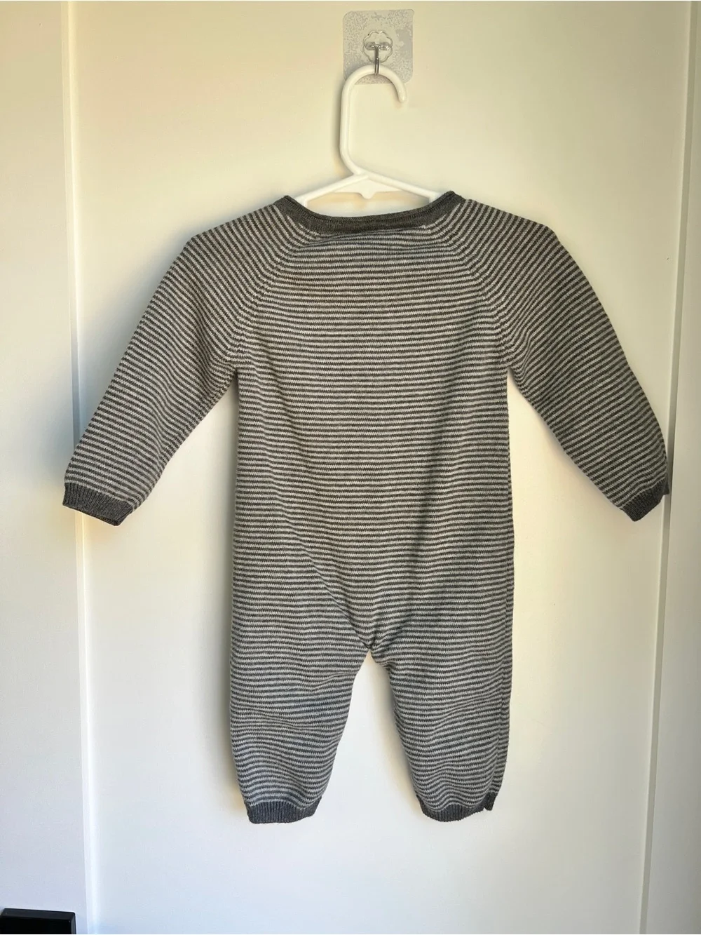 Bear Camp 12M Gray & White Striped Knit Romper